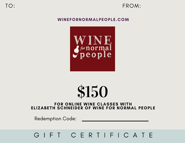 $150 Wine For Normal People Class Gift Certificate