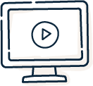 illustration of desktop monitor with play button